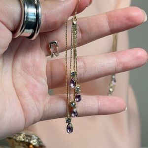 Elegant Gold and Purple Drop Earrings